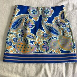 Zara Blue Paisley Midi Skirt